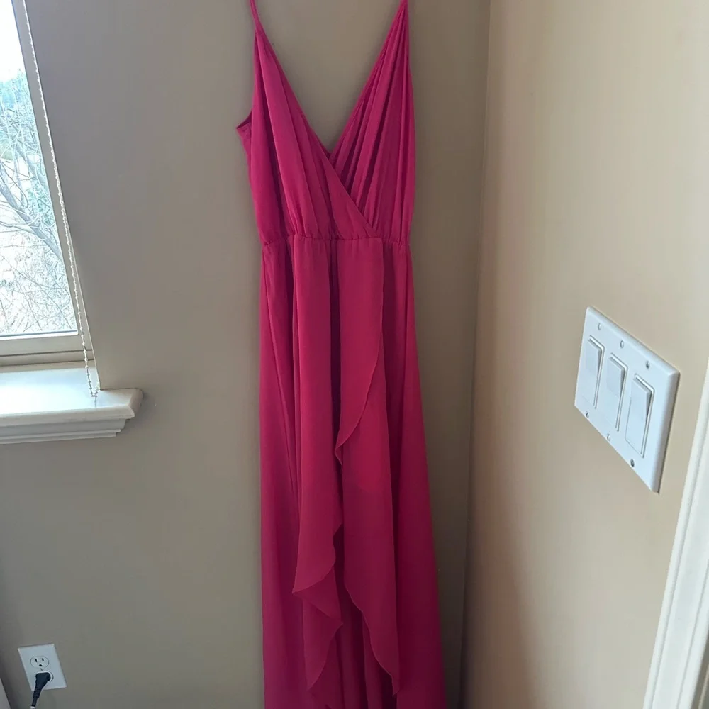 bebe Vibrant Pink High Low Dress - Picture 2 of 14